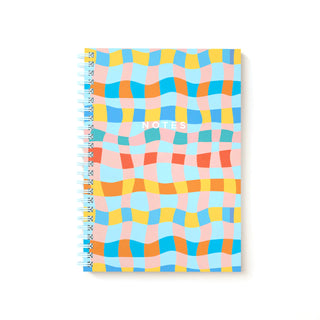 Colorful Wave Checkerboard | Spiral Notebook