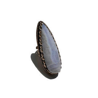 Chalcedony Long Tear Drop | Adjustable Gemstone Ring