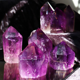super shiny, deep purple amethyst points