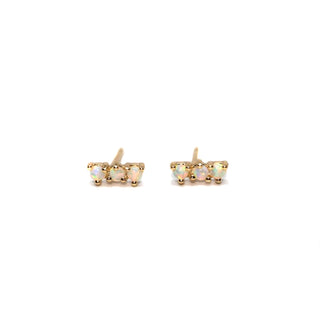 White Opal Mini Triple Royal | Stud Earrings