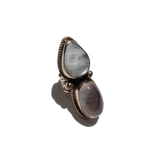 Labradorite + Smokey Quartz | 2-Tier Adjustable Gemstone Ring
