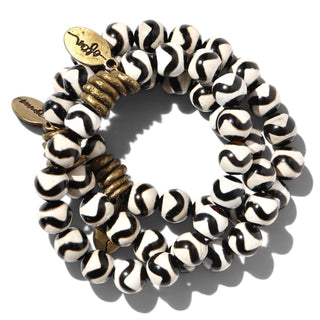 Black + White Dzi Agate | Beaded Bracelet