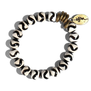 Black + White Dzi Agate | Beaded Bracelet
