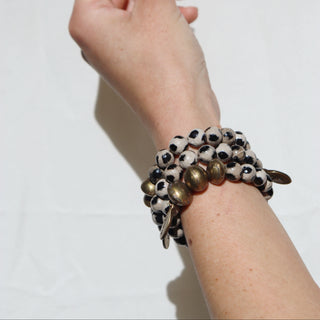 Calico Black & White Agate | Beaded Bracelet