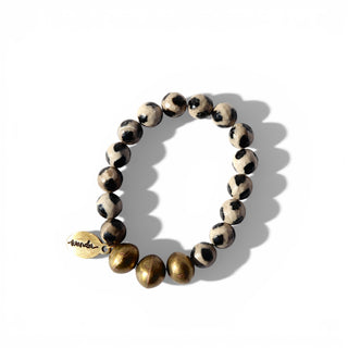 Calico Black & White Agate | Beaded Bracelet