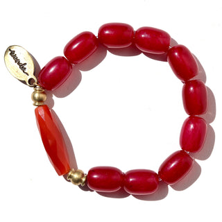 Cherry Jade + Carnelian | Beaded Bracelet