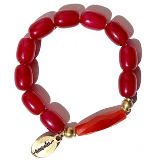 Cherry Jade + Carnelian | Beaded Bracelet