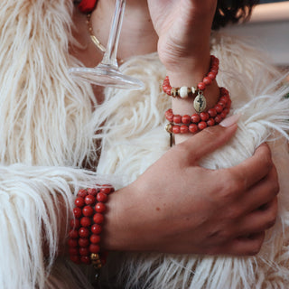 Faceted Red Coral | Beaded Bracelet