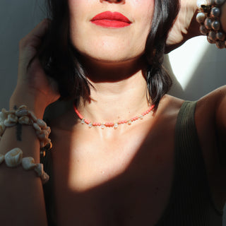 Coral Teardrop | Necklace