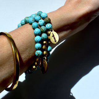 Faceted Turquoise Howlite | Beaded Bracelet