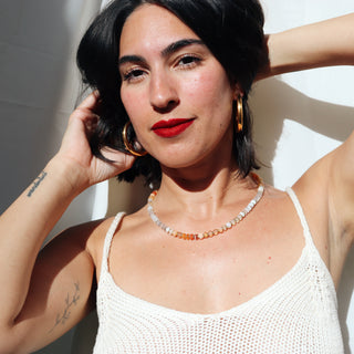 Fire Opal Heart Line | Necklace