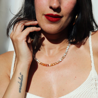 Fire Opal Heart Line | Necklace