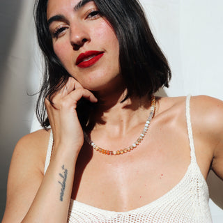 Fire Opal Heart Line | Necklace