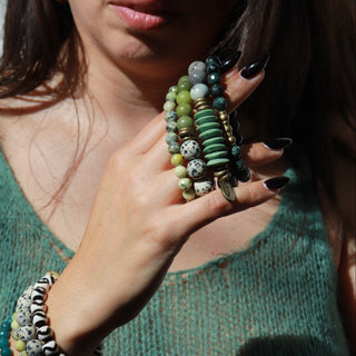 Silver Leaf Jasper | Beaded Bracelet