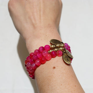 Hot Pink Agate | Beaded Bracelet