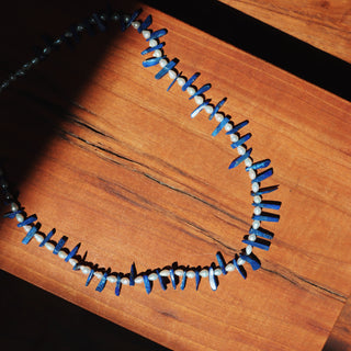 Pearl + Lapis Chip | Necklace