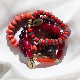 Raw Ruby and Coral | Beaded Bracelet