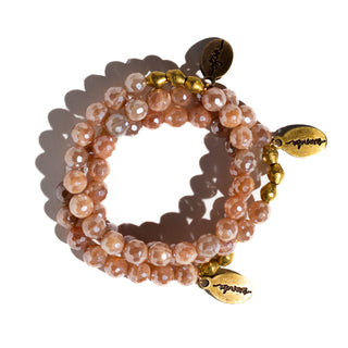 Mystic Peach Moonstone | Beaded Bracelet