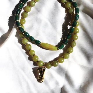 Olive Jade Portrait Pendant | Necklace
