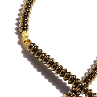 bold pyrite beads with a few gold accent beads
