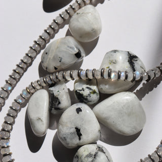 Rainbow Moonstone Heart Line | Necklace