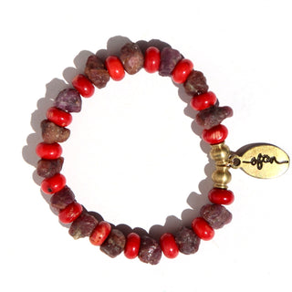 Raw Ruby and Coral | Beaded Bracelet