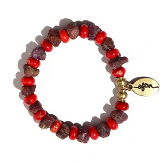 Raw Ruby and Coral | Beaded Bracelet