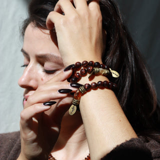 Red Tiger's Eye + Citrine | Beaded Bracelet