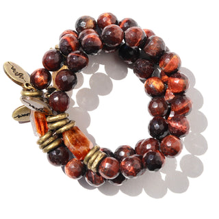 Red Tiger's Eye + Citrine | Beaded Bracelet