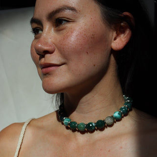 Faceted Teal Agate | Choker Necklace