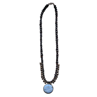 Stardust Pearl + Blue Lace Agate Blossom | Necklace