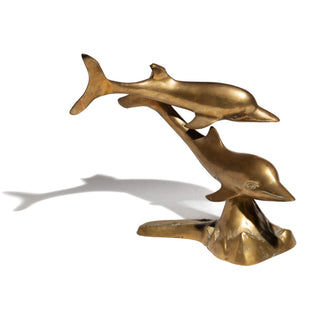 Brass Double Dolphin Statue