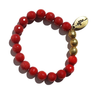 Faceted Red Coral | Beaded Bracelet