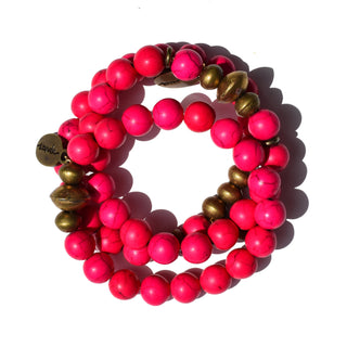 Neon Pink Howlite | Beaded Bracelet