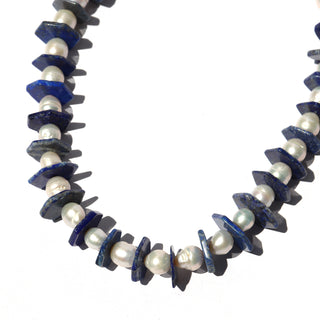 Pearl + Lapis Disc | Necklace