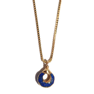 Lapis Lazuli deep blue droplet pendant with gold 18k gold overlay chain