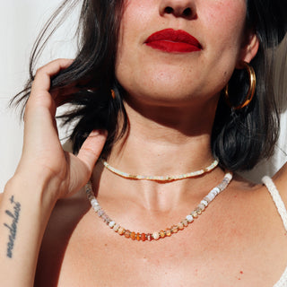 Fire Opal Heart Line | Necklace