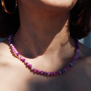 Pink Opal Heart Line | Necklace