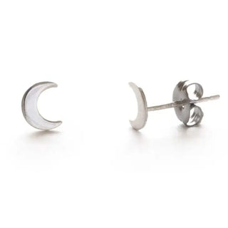 Sterling Silver Crescent Moon | Stud Earrings