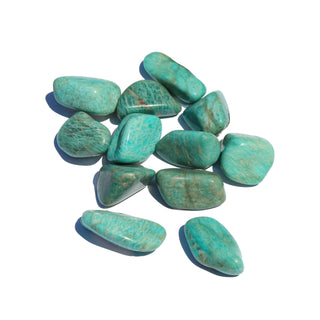 Amazonite tumbled stone. Light greenish blue color and every tumbled stone is different.