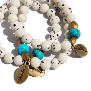 Dalmation Jade w/ Turquoise | Beaded Bracelet