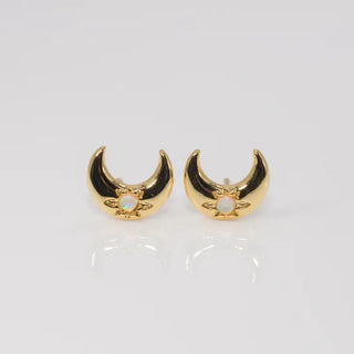 Opal Pave Moon | Stud Earrings